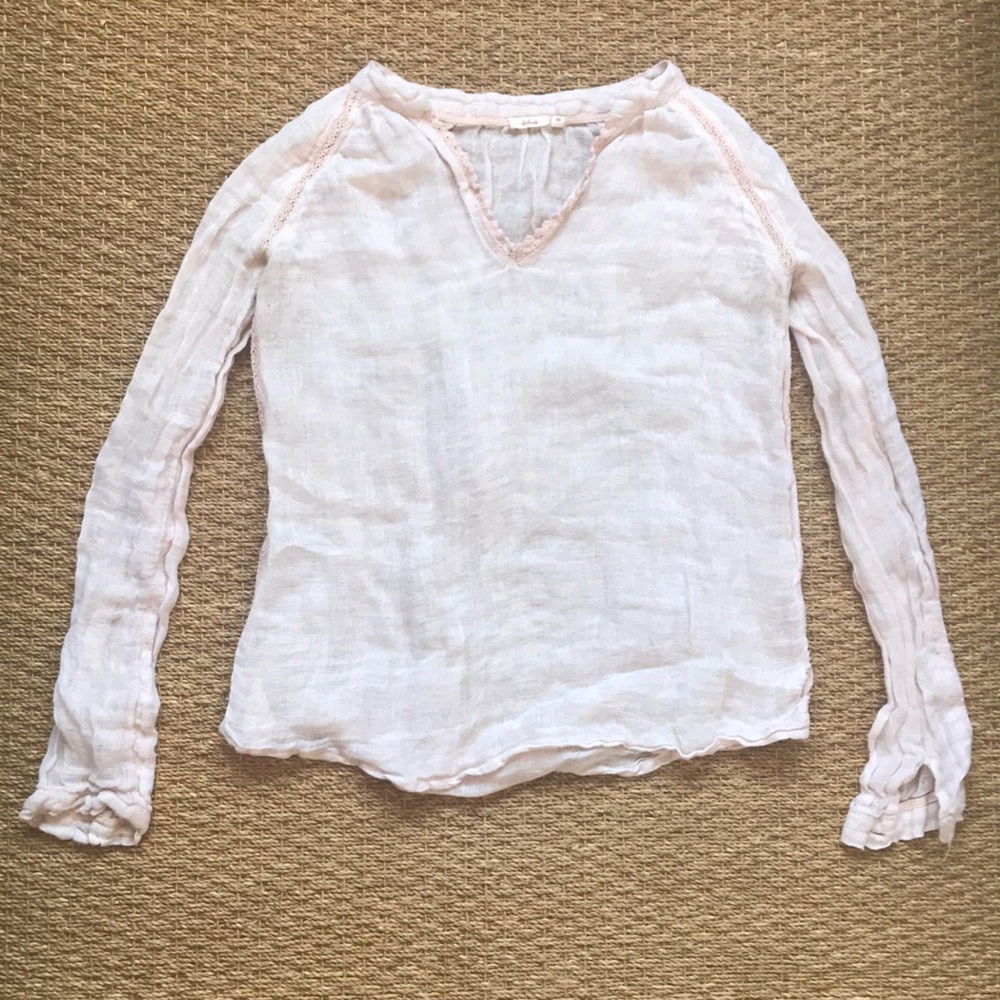100% Linen light Pink long sleeve Tunic